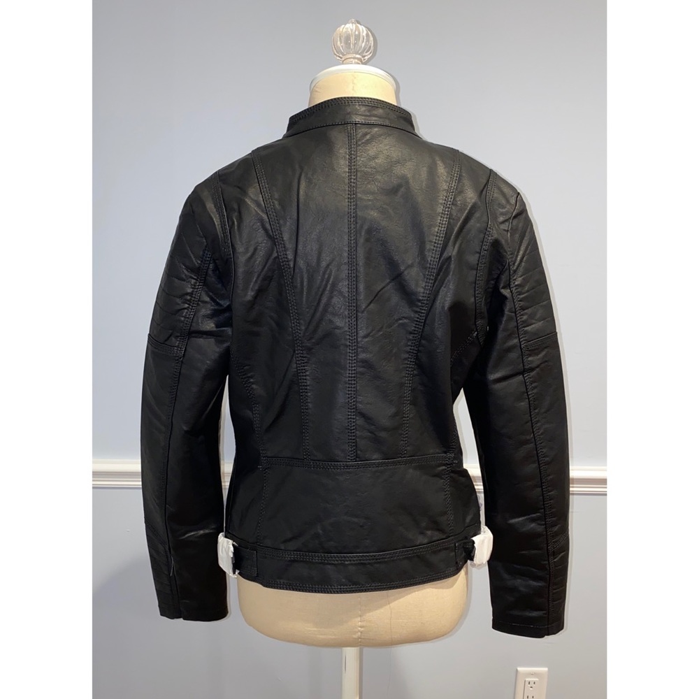 Vegan Leather Rocker Bomber Jacket - Picture 5 of 8